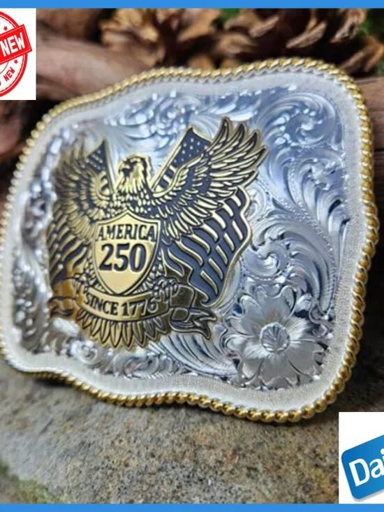 Western Flag Belt Buckle Made in USA, Metal, One Size - Picture 5 of 7